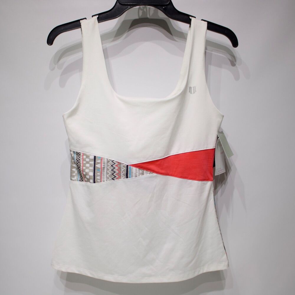 NWT EleVen By Venus Williams Drill Tank Top Tennis White Orange Women Size S